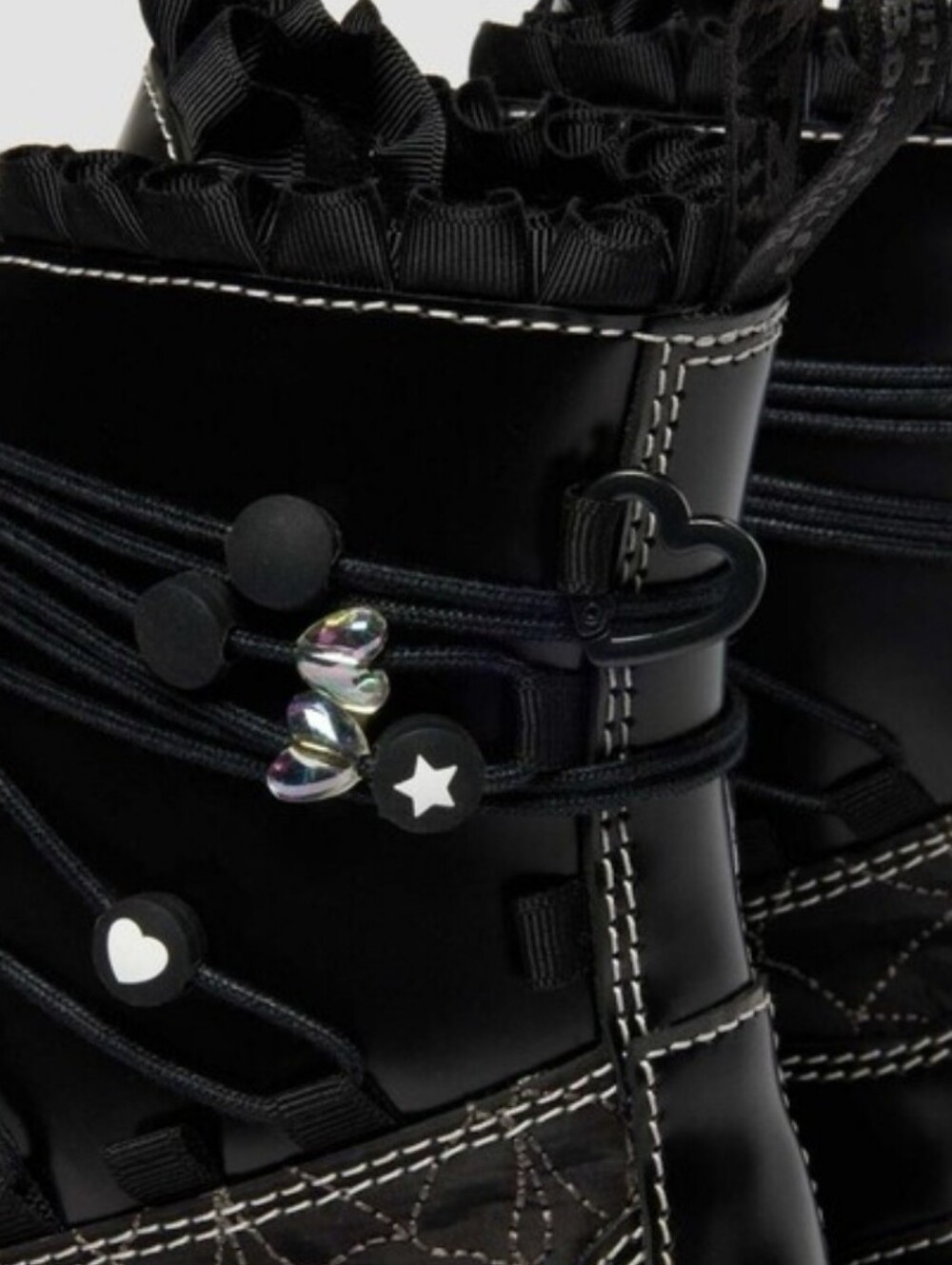 Dr Martens Jadon Frill Smooth Leather Lace Up Combat Platform Charm Boots, Black - Picture 4 of 16